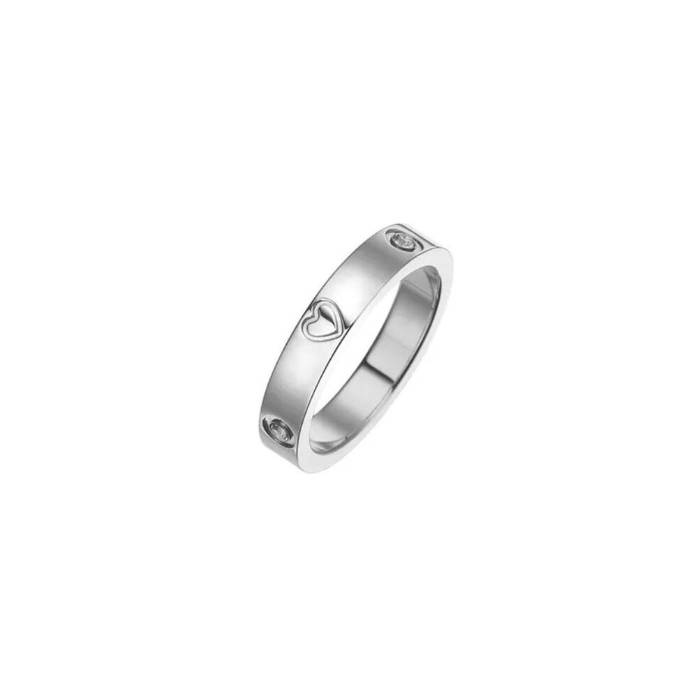 3/$35 Stainless Steel Silver Tone Heart Ring Band Cubic Zirconia Fashion Jewelry